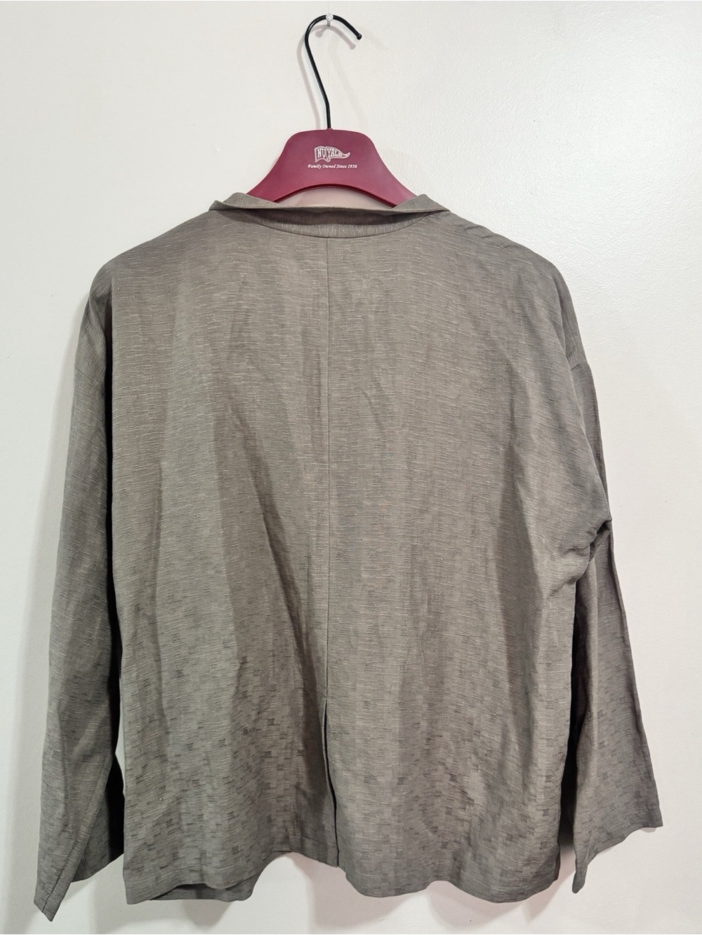 Eileen Fisher Silk Linen Blend Boxy Blouse Top Taupe Brown Minimalist - Picture 2 of 5